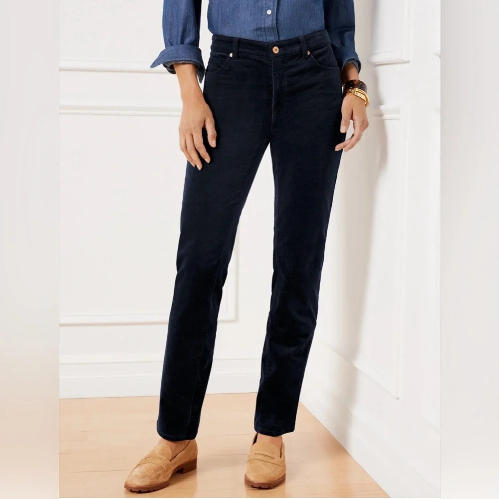 Talbots Indigo Blue Simply Flattering 5 Pocket Corduroy Pants Size 8 Petite
